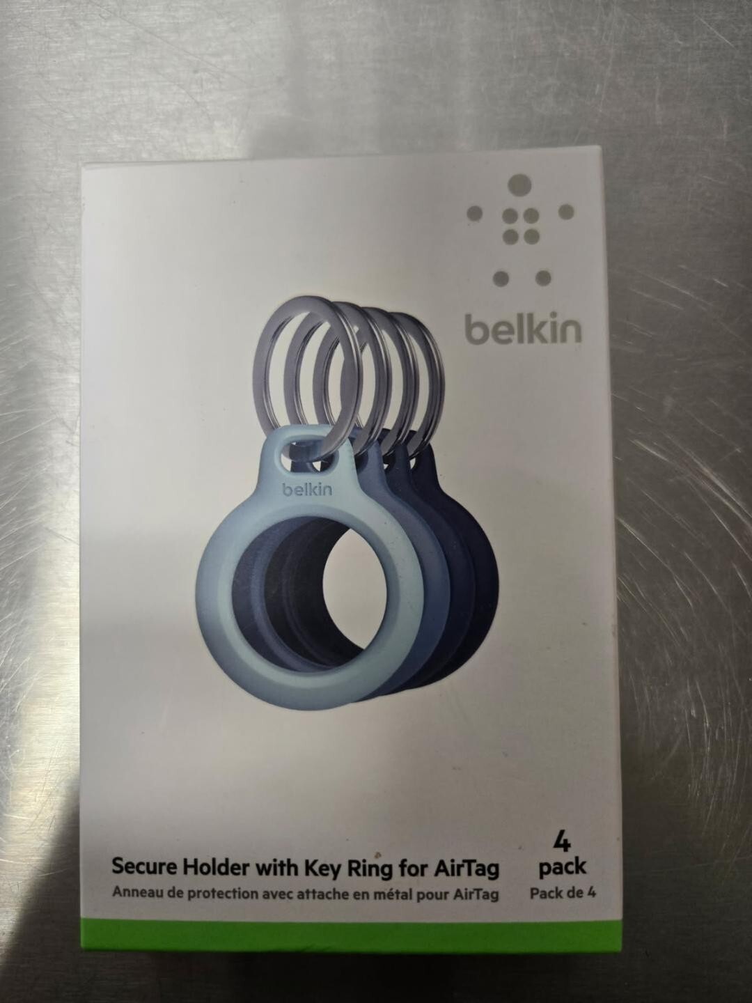 Belkin AirTag Secure Key Ring Holder in Blue - 4 Pack