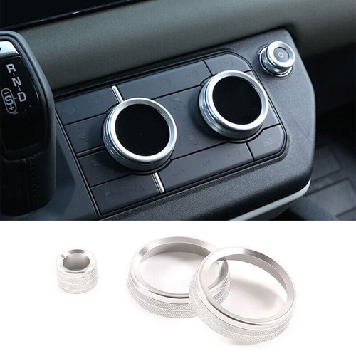 For Defender 110 2020-2023 Silver Aluminum Central Console Ac Knob Cover Trim 3X - Picture 2 of 16