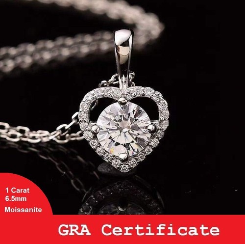 1.0ct D Color Moissanite Heart Pendant 