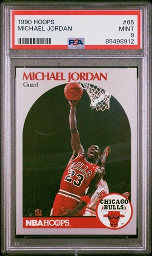 PSA 9 Mint Graded 1990-91 Hoops #65 Michael Jordan Chicago Bulls HOF Card