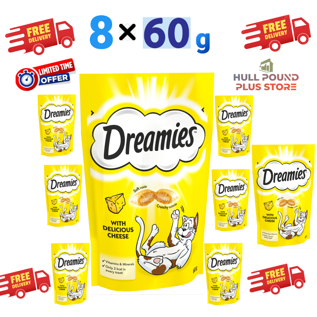 Dreamies Cat Treats, Tasty Snacks with Tempting Cheese - 60g ( 8 Pack )