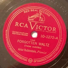 Artur Rubinstein 78 rpm RCA Vic 10-1272: LISZT Forgotten Waltz/SCHUMANN Prophet