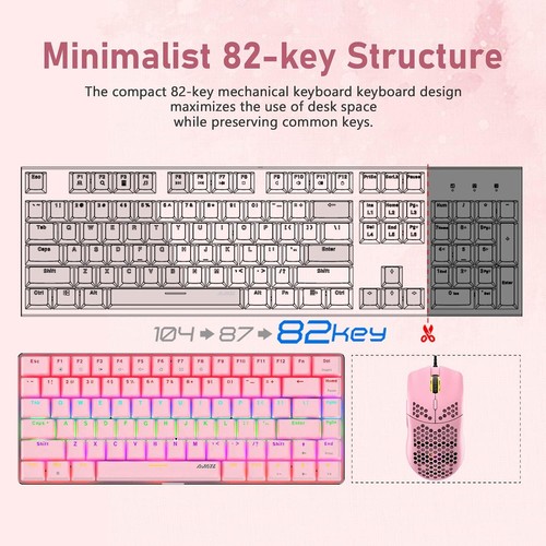 Ajazz AK33 82-Key Wired Mechanical Gaming Keyboard with Rainbow Light for Typist - Picture 13 of 21