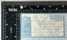 JUNE 26 1982 LOS ANGELES DODGERS WIN HOUSTON ASTROS MLB BASEBALL TICKET STUB