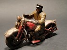 Antique Vintage Style Cast Iron Toy Motorcycle Police Patrol Rider  — photo 3