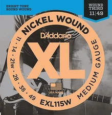 D'Addario EXL115W XL Nickel Wound electric guitar strings, Jazz (wound 3rd)