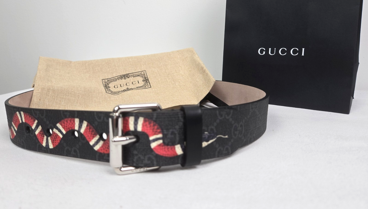 New GUCCI Monogramme Kingsnake Black Luxury Designer Belt