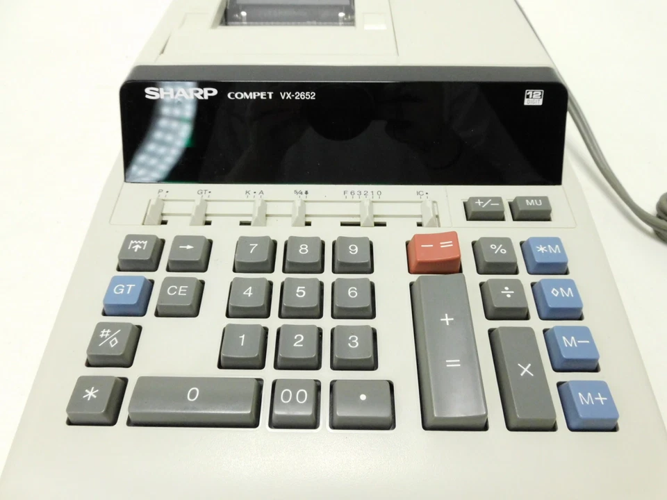 Vintage Sharp Compet VX-2652H Desktop Electronic 12 Digit Printer Calculator  - Image 2 of 4