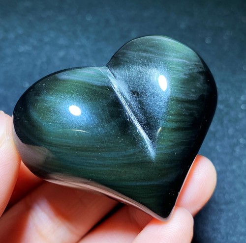 43g Rare Natural Rainbow Flash Obsidian Sphere Heart Reiki Stone Healing C628 - Picture 6 of 12