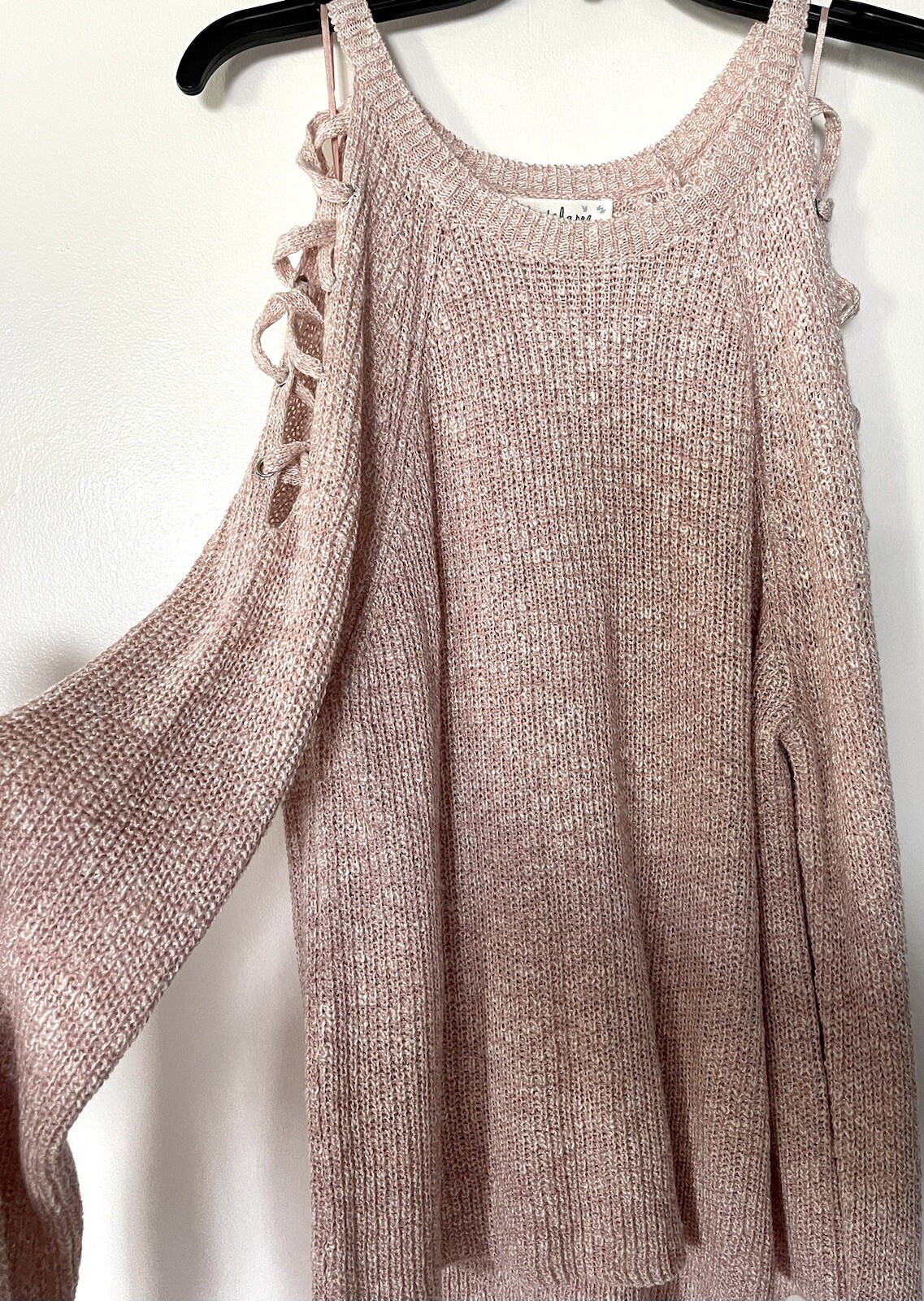 Cloud Chaser Sweater Pink Loose Knit Lace Up/Cage Like Sleeves Size XL |  eBay