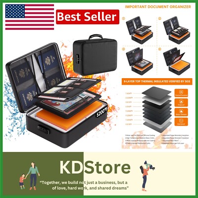 Secure & Stylish 5200°F Fireproof Document Organizer   Perfect for Home & Travel