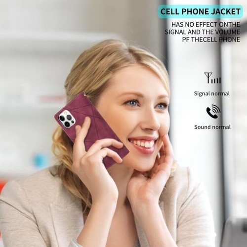 For iPhone 16 15 14 13 12 11 Pro Max Plus Leather Zipper Wallet Case Flip Cover - Picture 12 of 73
