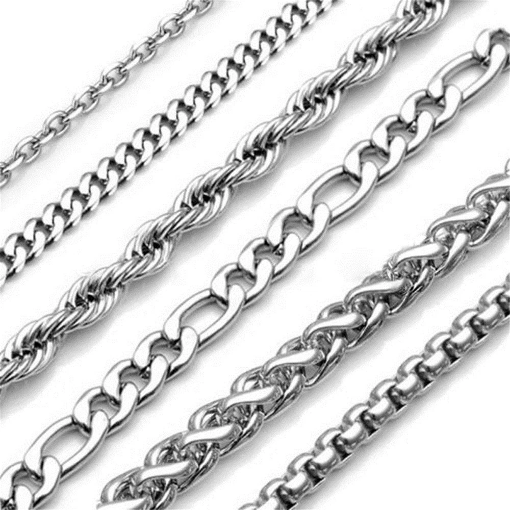 5 Meter Wholesale Stainless Steel Necklace Figaro Hexagon Curb Cuban Chain  Bulk