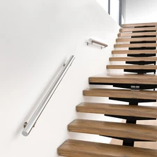 Muzata Pre-drilled Stair Handrail Round Brushed Wall Mounted Handrail HK27