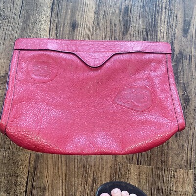 Carlos Falchi Women Red Bag Clutch Leather Vintage The Buffalo Made Italy Snaps