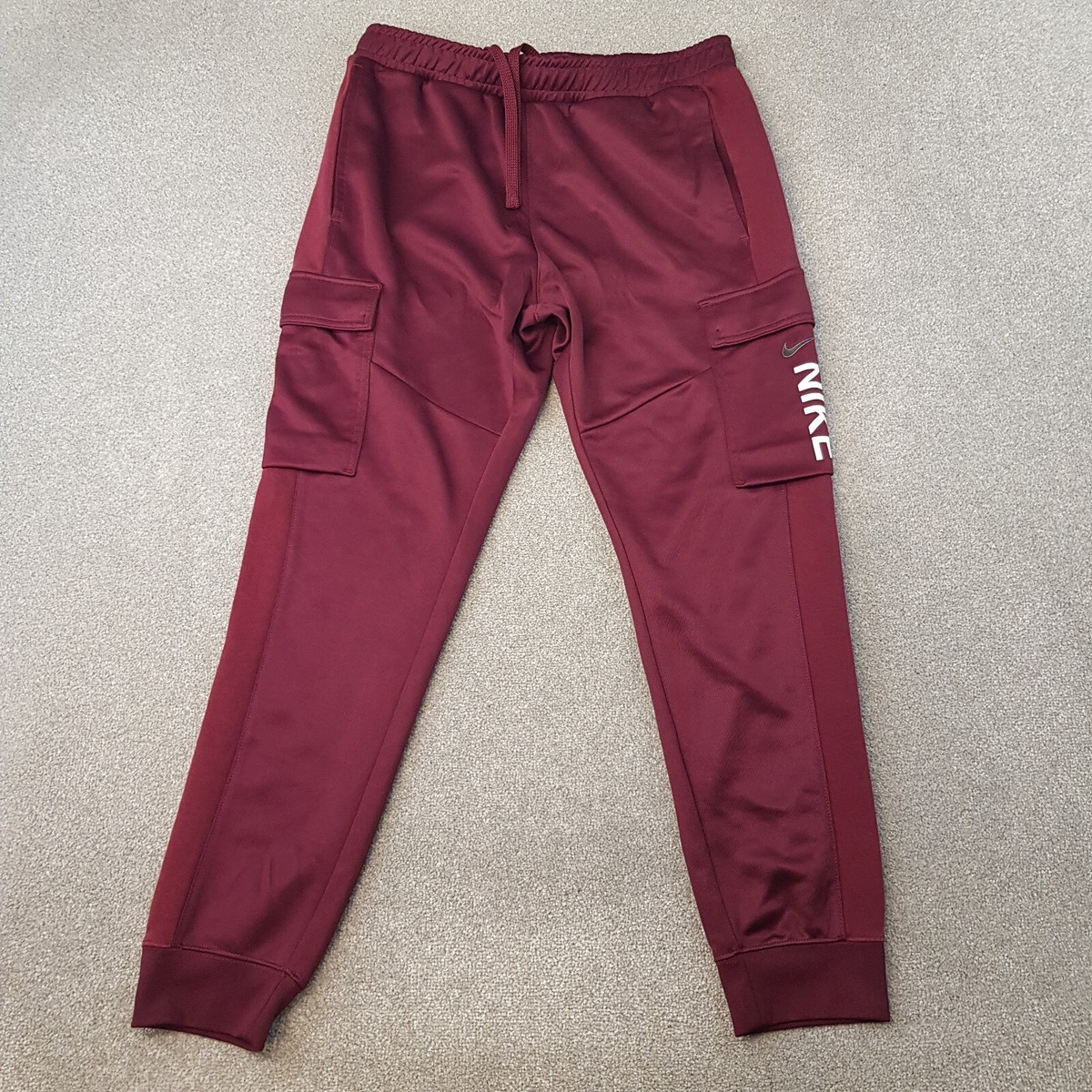 Nike Mens Tracksuit Bottoms Medium Burgundy Cargo Pants Utility