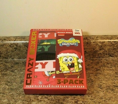 Calzoncillos boxer Crazy para hombre 3 pares Bob Esponja pantalones cuadrados ropa interior de Navidad XXL - Imagen 3 de 3
