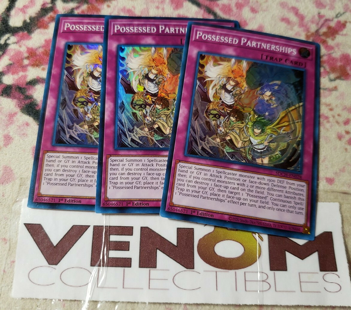 Yu-Gi-Oh! Karte „Possessed Partnerships“ SDCH-EN028 Super Rare 1. Auflage