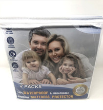 2 Mattress Cover Protectors Waterproof Niseless Breathable No Vinyl Twin 14-21"