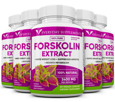 5 x Forskolin Maximum Strength 100% Pure 3400mg Rapid Results Forskolin Extract