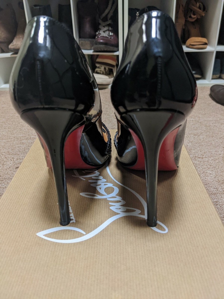 Authenticated Christian Louboutin Sex 120 Pigalle Black Patent