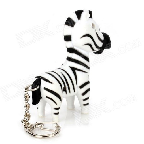 Zebra Key Chain Neigh Sound Eyes Flash Super Bright LED Keychain - Picture 2 of 2
