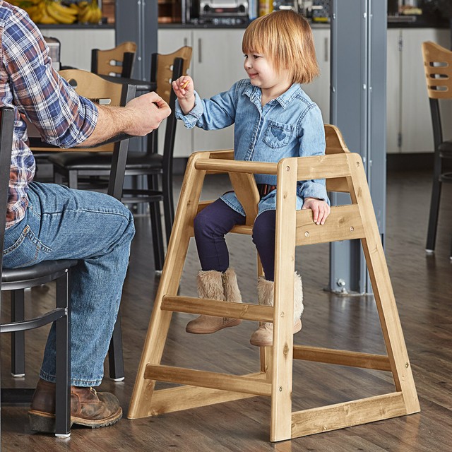 Assembled Stacking Restaurant Wood High Chair with Natural Finish eBay