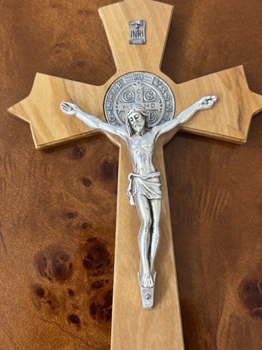 Cruz Crucifijo Religioso de Colección Italiana de Madera y Metal de Oliva 21 cm - Imagen 7 de 20