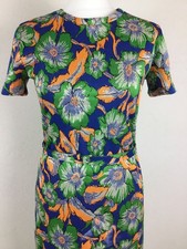 Zara-Halbarm  Rundhals Bodycon mit Gürtel Midi Blumen Kleid Gr.M