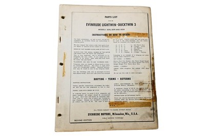 1954 Parts List Evinrude Lightwin Ducktwin Models 3018 3019 3020
