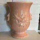 Vintage McCoy Ceramic Vase Pink Birds Floral Glossy Art Pottery USA