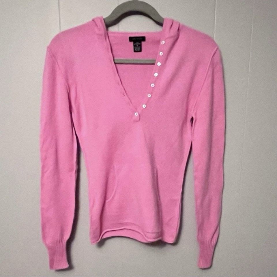 Only Mine 2 Ply 100% Cashmere Sweater Hoodie Pink Women’s Size M Y2K  90s Retro