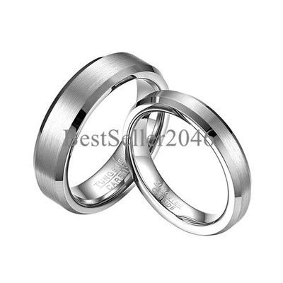2pcs His and Hers Tungsten Carbide Ring Wedding Band Matte Brushed Comfort Fit
