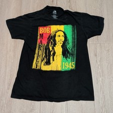 Zion Bob Marley Graphic T-Shirt Mens L fits M Black Reggae Music 1945 Rasta Tee
