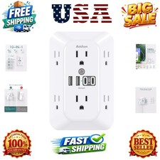 Surge Protector Outlet Extender, 6-Outlet Splitter with 4 USB Wall Charger2 U...
