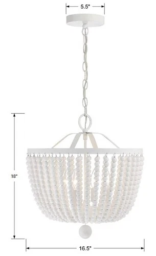 Crystorama Rylee 16 1/2" Wide 4-Light Matte White Beaded Chandelier - Picture 7 of 7