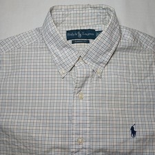 Ralph Lauren Mens Classic Fit Dress Shirt Large 15.5-34/35 Blue Checker