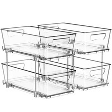 2 Tier Basket Drawer Cabinet Pull-Out Organizer, 2 Pack, Clear