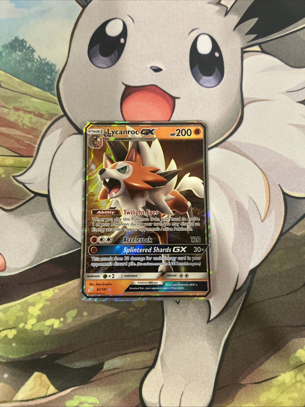 Pokemon TCG Lycanroc GX 82/181 Sun & Moon Team Up Ultra Rare Holo NM