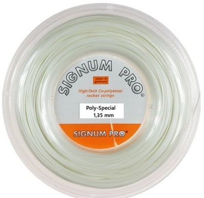 Tennissaite SIGNUM PRO Poly Special 1,35 mm weiß Einzelset 12m, lange Spieldauer