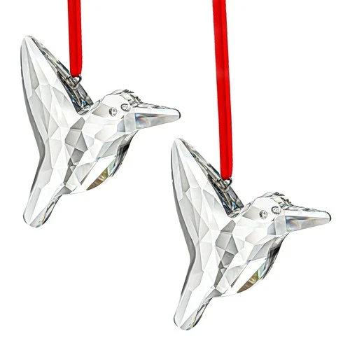 Set of 2 Crystal Hummingbird Suncatchers Rainbow Glass for Window & Garden Decor