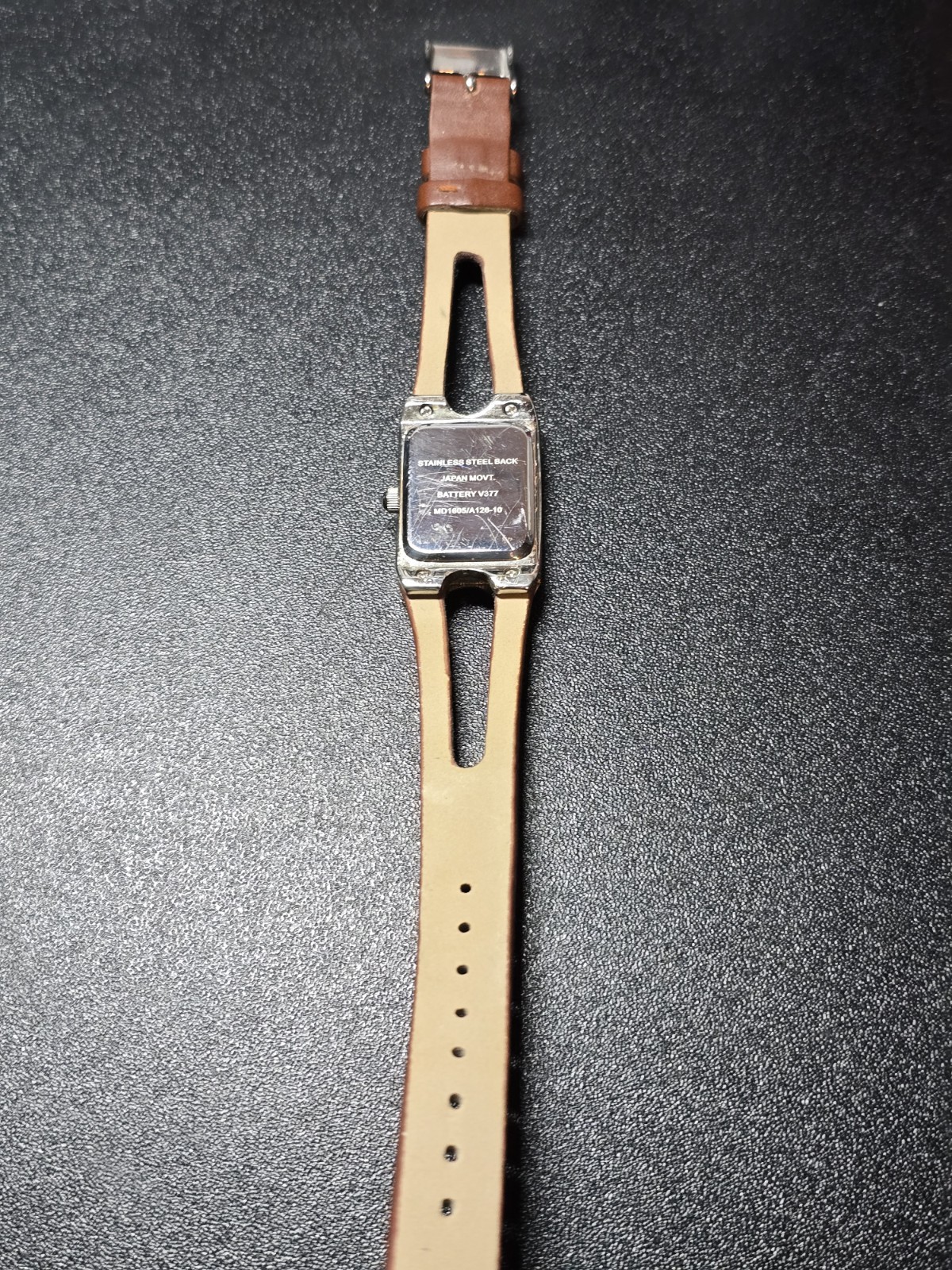 Mudd leather brown band watch rectangular face 7"… - image 4