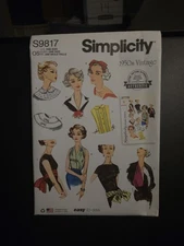 Simplicity S9817 Vintage 50s Neckwear, Headband, Dickey, Sash-Belt UNCUT Pattern