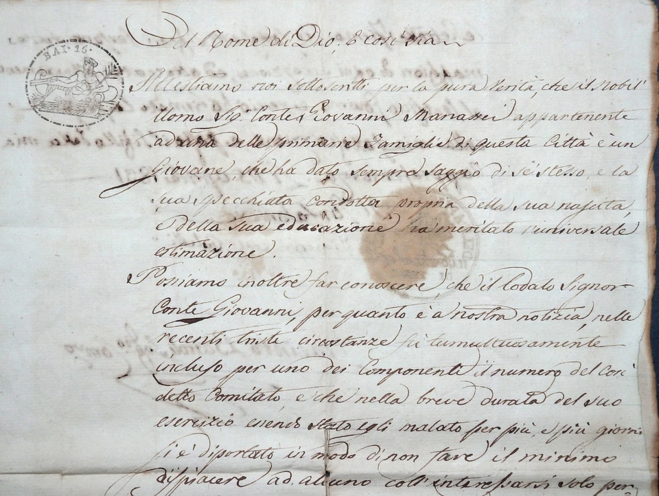 ITALY ITALIEN HANDSCHRIFT MANUSCRIPT UMBRIEN TERNI GIOVANNI MANASSEI SIEGEL 1831 - Bild 3 von 4