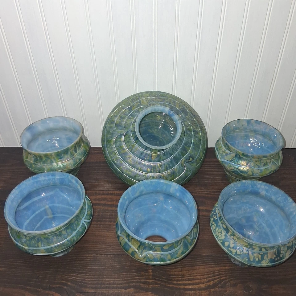 Loetz 玻璃阴影艺术 Nouvea 复古波西米亚玻璃 6 件套罕见 — 第 4/4 张图片