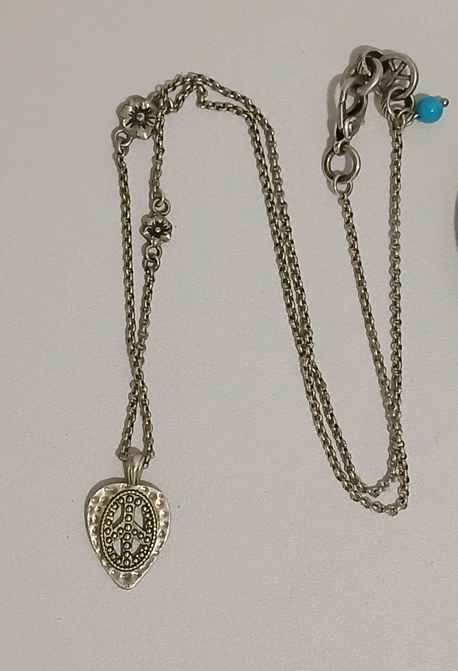 Lucky Brand Necklace with Peace Sign Guitar Pick And Black Stretch Bracelet  - Image 2 of 4