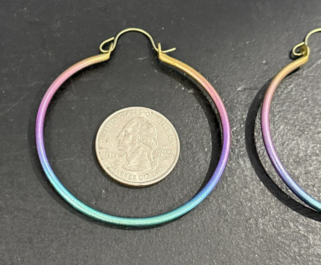 Two Pairs Titanium Artisan Multi Colored Metal Ea… - image 3