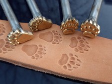 0177-18  Complet Grizzly Bear paws 4 Brass Leather stamps tools