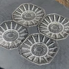 Bread Plates Set of 4 Clear 6” Columbia Pattern by Federal Glass Vtg Dishware