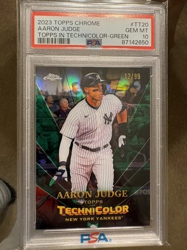 2023 Topps in Technicolor Chrome Aaron Judge #TT-20 Green Refractor PSA 10 /99